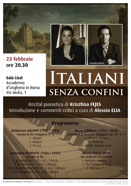 RECITAL SCARLATTI, CLEMENTI AND ALESSIO ELIA SONATAS - ITALIANI SENZA CONFINI - ACCADEMIA D`UNGHERIA IN ROMA