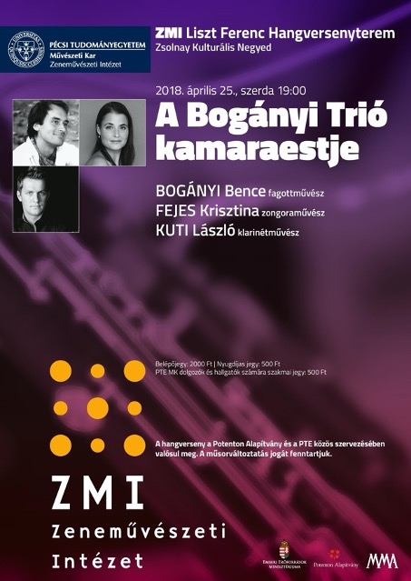 UPCOMING CONCERT WITH MY TRIO BOGÁNYI - CONCERT WITH MASTERCLASS IN PÉCS UNIVERSITY - HUNGARY